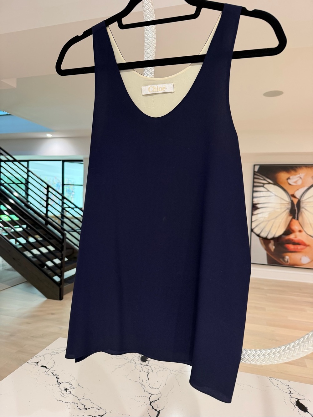 Chloe Navy Sleeveless Camisole
